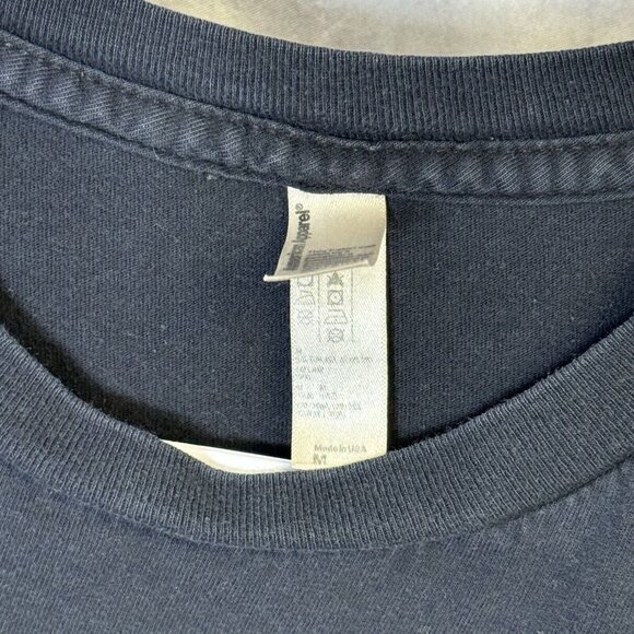 Vintage Black Art T Shirt Womens Medium Black Short Sleeve Y2K USA In The Mix - Picture 4 of 9